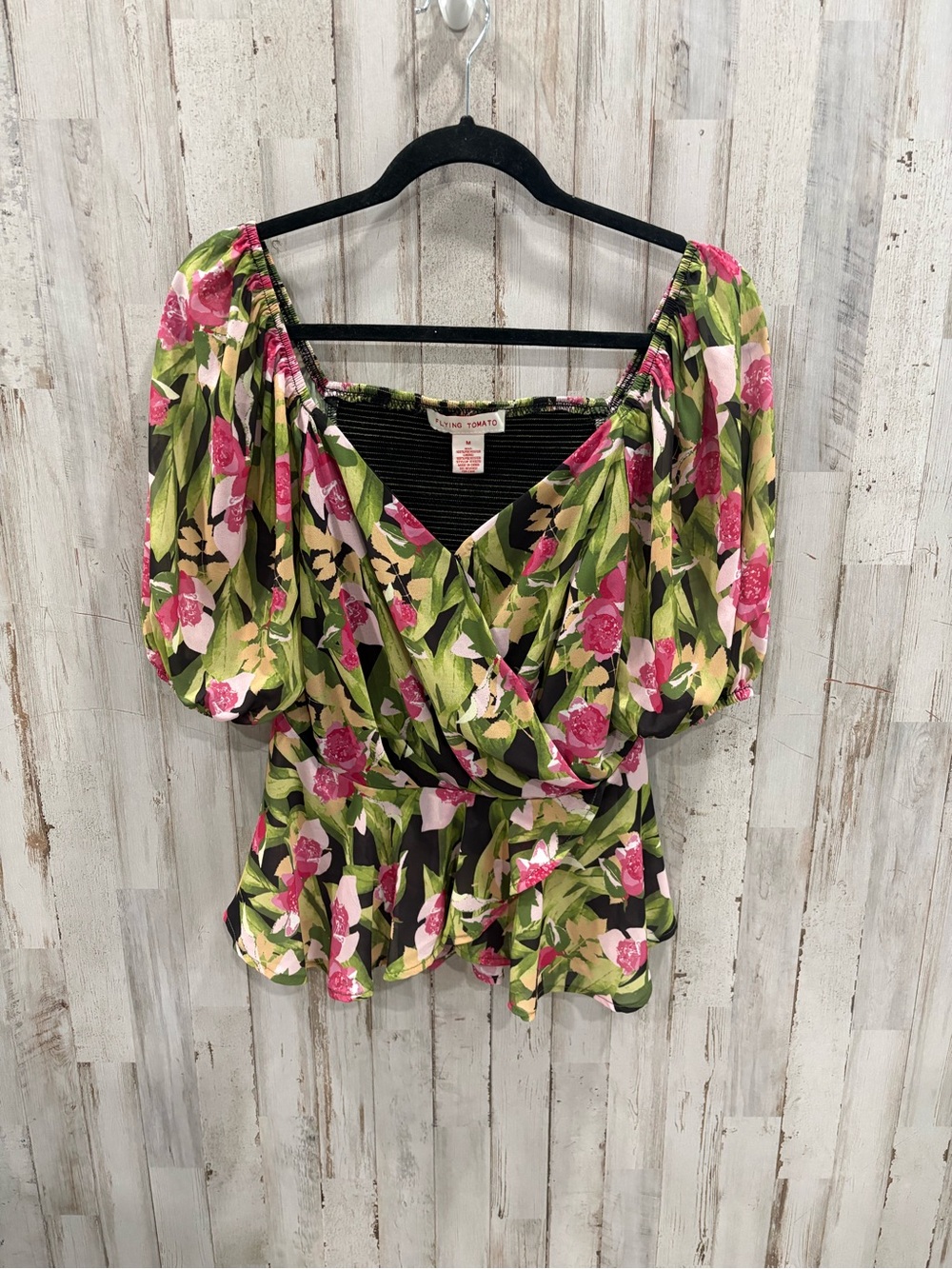 Flying Tomato THE WAY TO LOVE WOVEN TOP Floral Drape Top Medium Boho Beachy